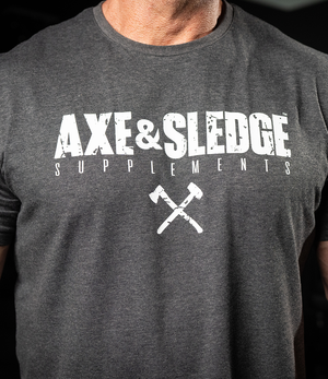 Axe & Sledge Logo Tee - White on Dark Heather