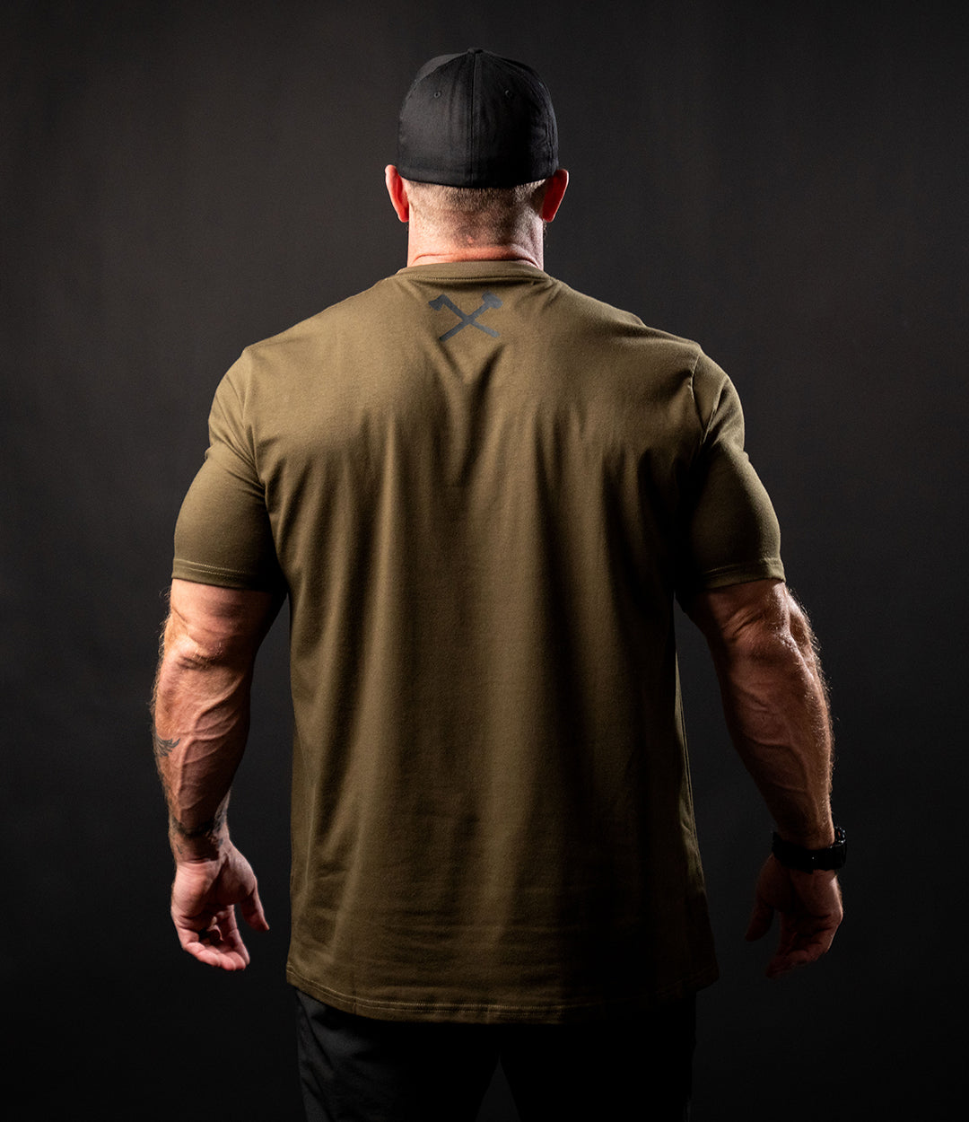 Axe & Sledge Logo Tee - Black on Military