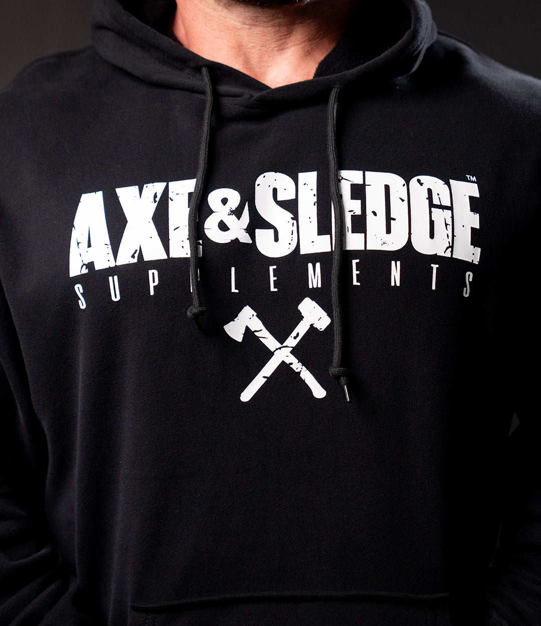 Axe & Sledge Logo Hoodie - White on Black