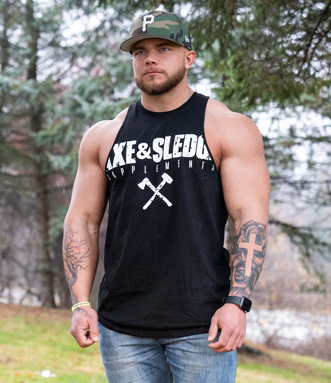 Axe Logo Seth Cut - White on Black