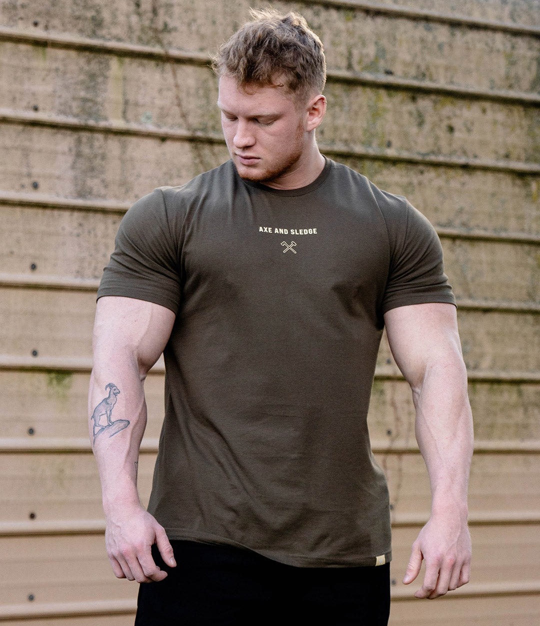 Axe Crest Tee - Gold on Military