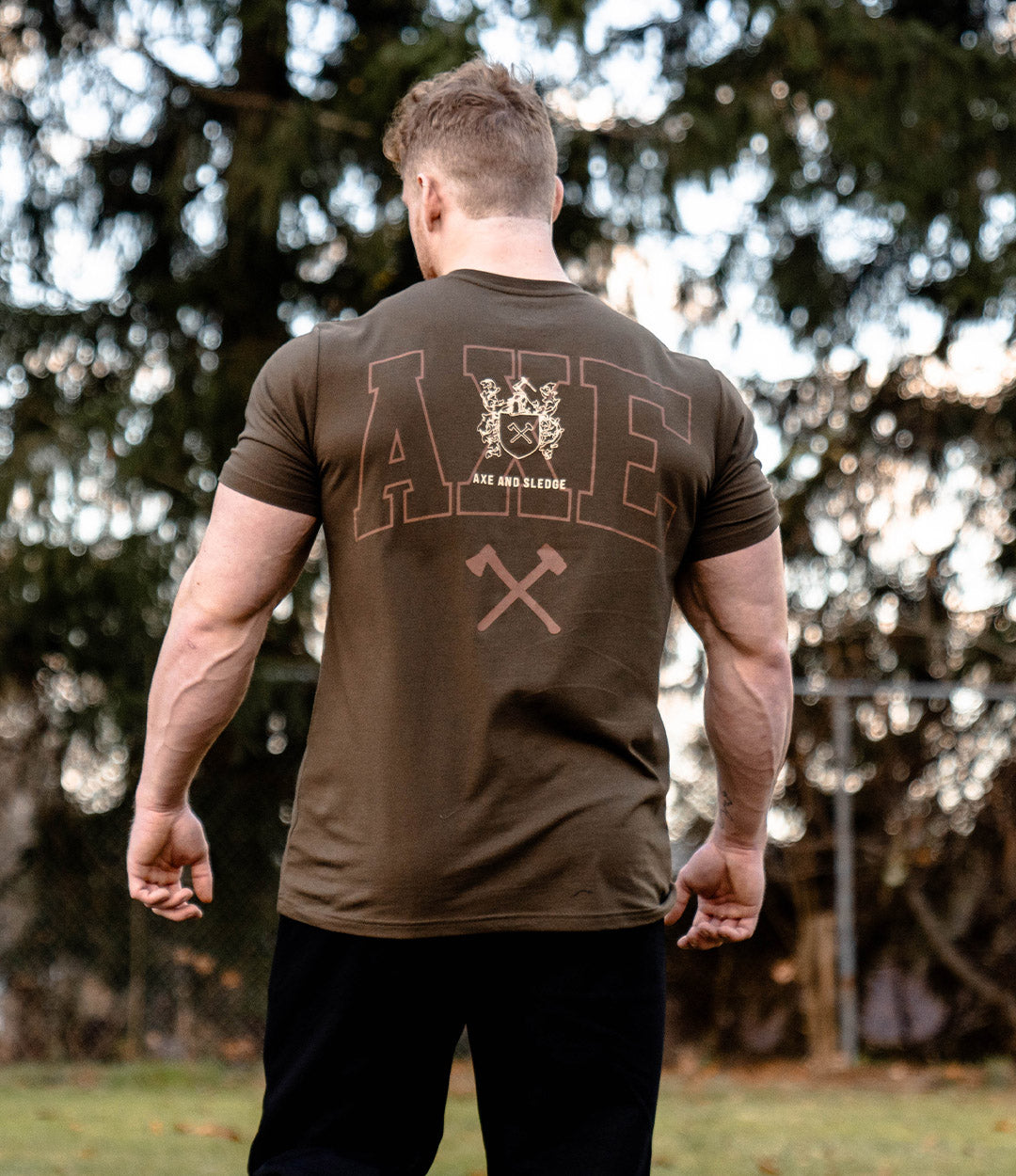 Axe Crest Tee - Gold on Military