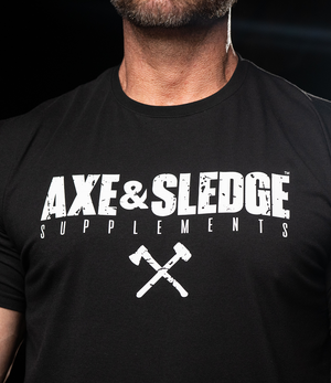 Axe & Sledge Logo Tee - White on Black