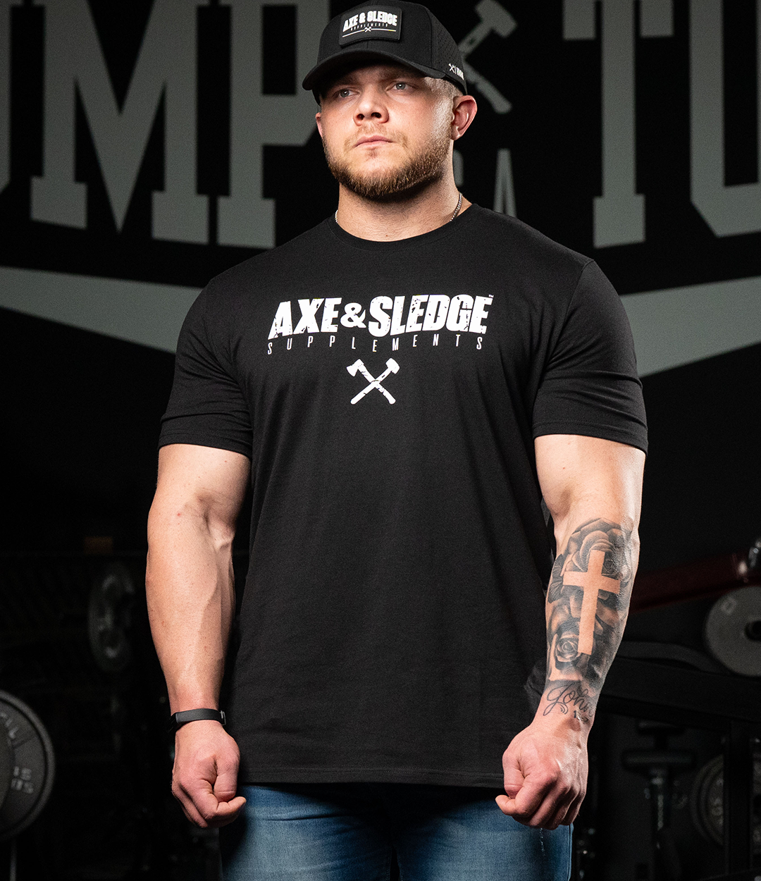 Axe & Sledge Logo Tee - White on Black