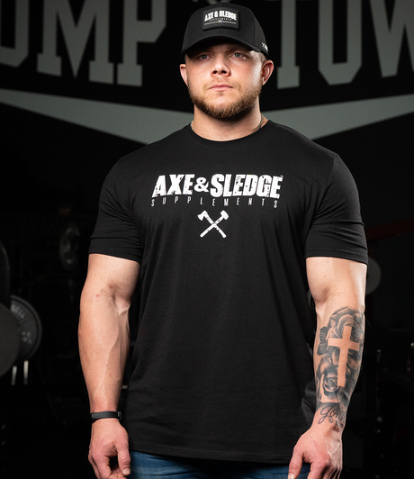 Axe & Sledge Logo Tee - White on Black