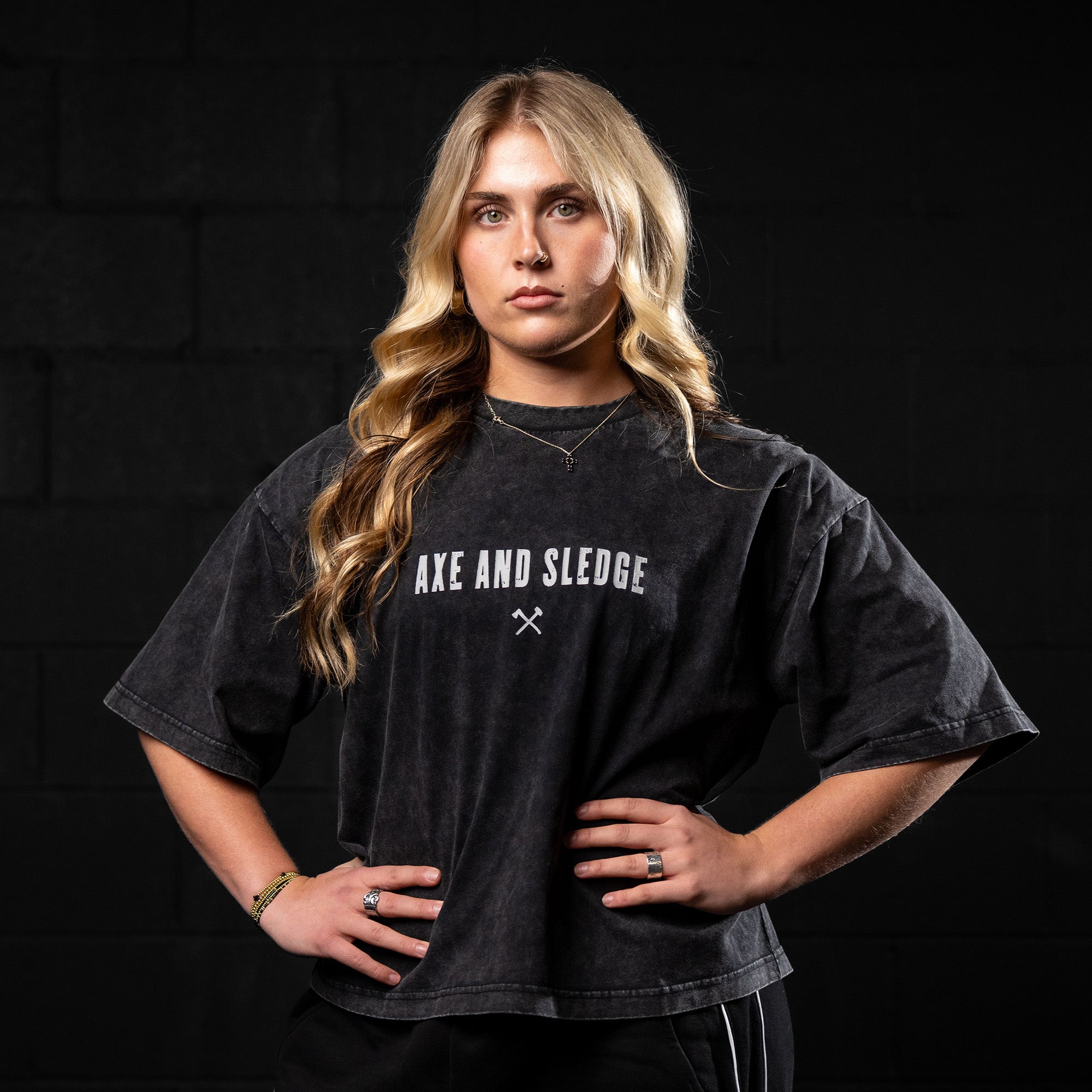 トップス marno Marlee Tee black Black Marble Crop Oversized – Axe & Sledge Supplements