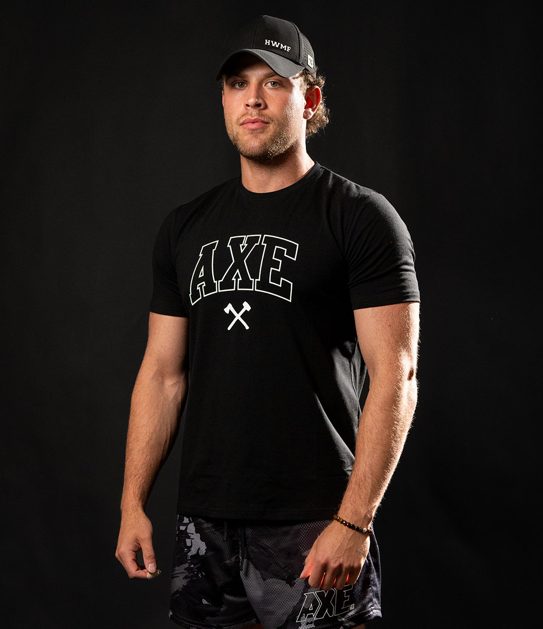 White on Black Collegiate Axe Tee