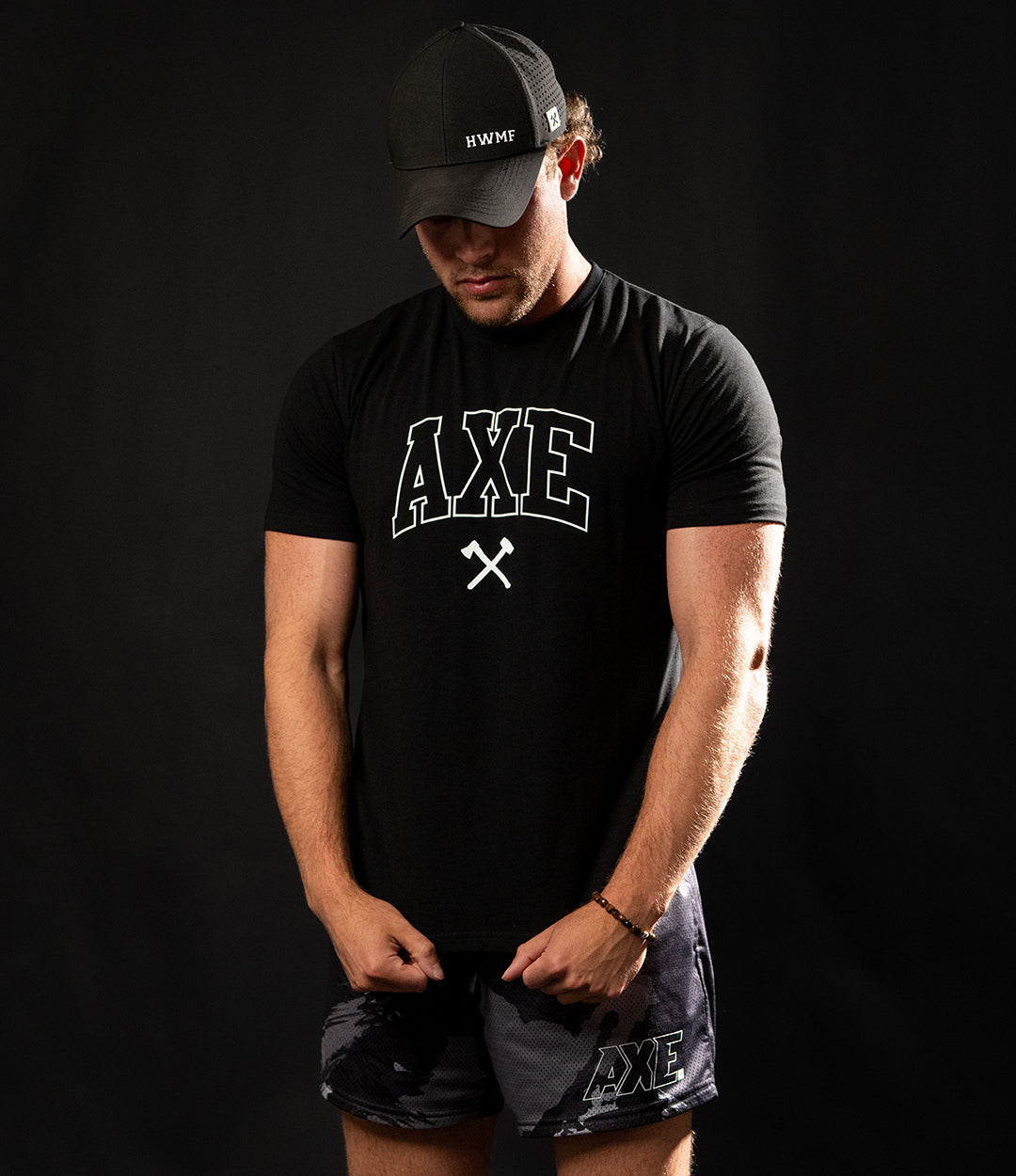 White on Black Collegiate Axe Tee