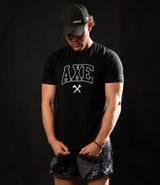 White on Black Collegiate Axe Tee