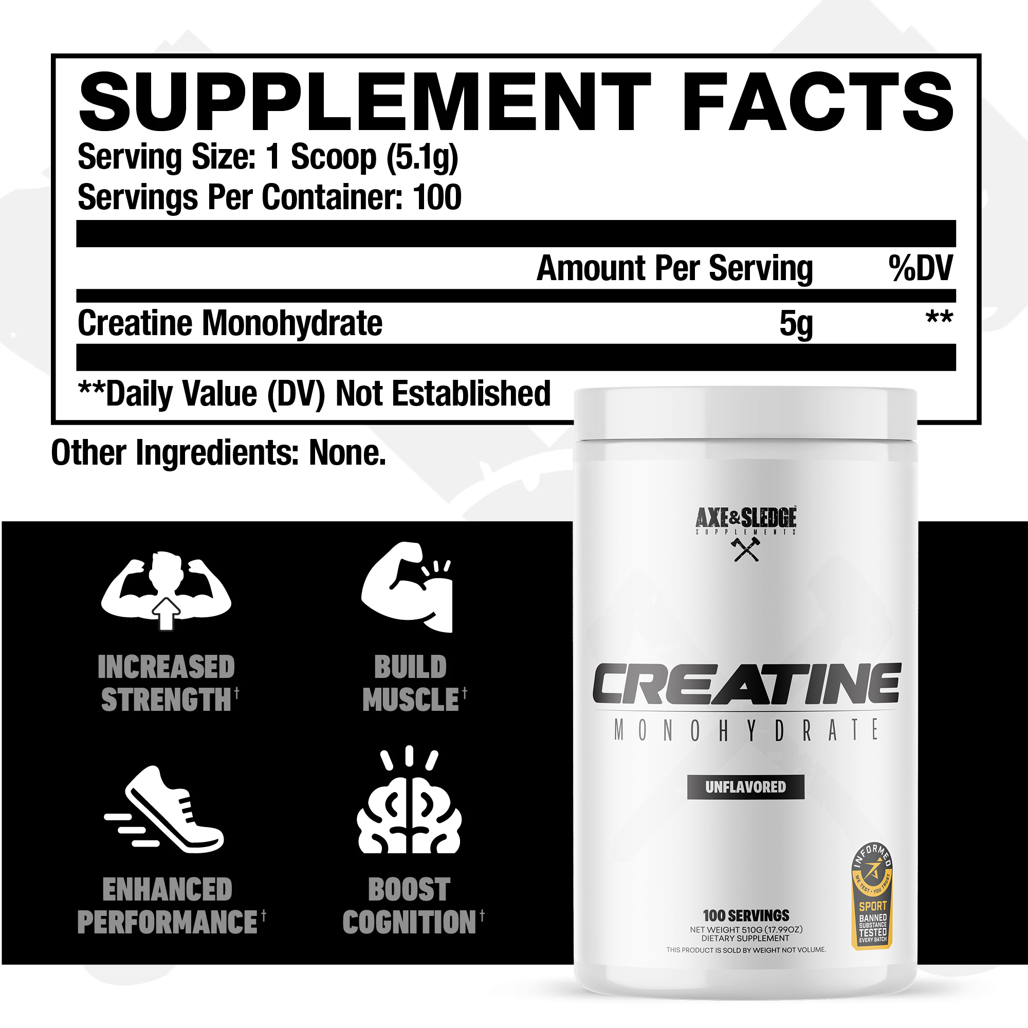 CREATINE MONOHYDRATE - 100 Serv