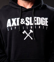 Axe & Sledge Logo Hoodie - White on Black