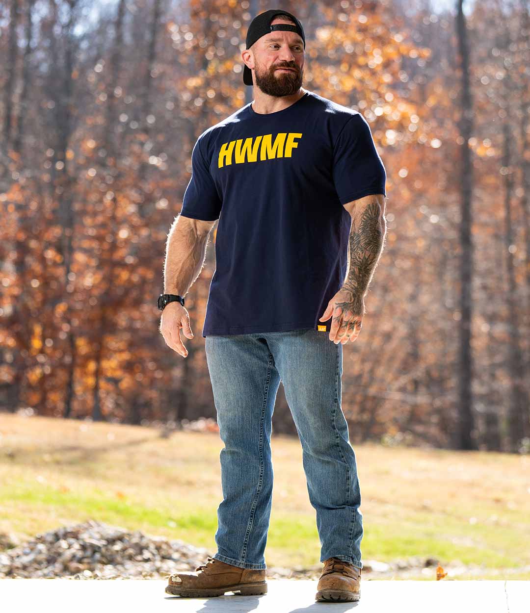 HWMF Navy/Antique Gold Tee