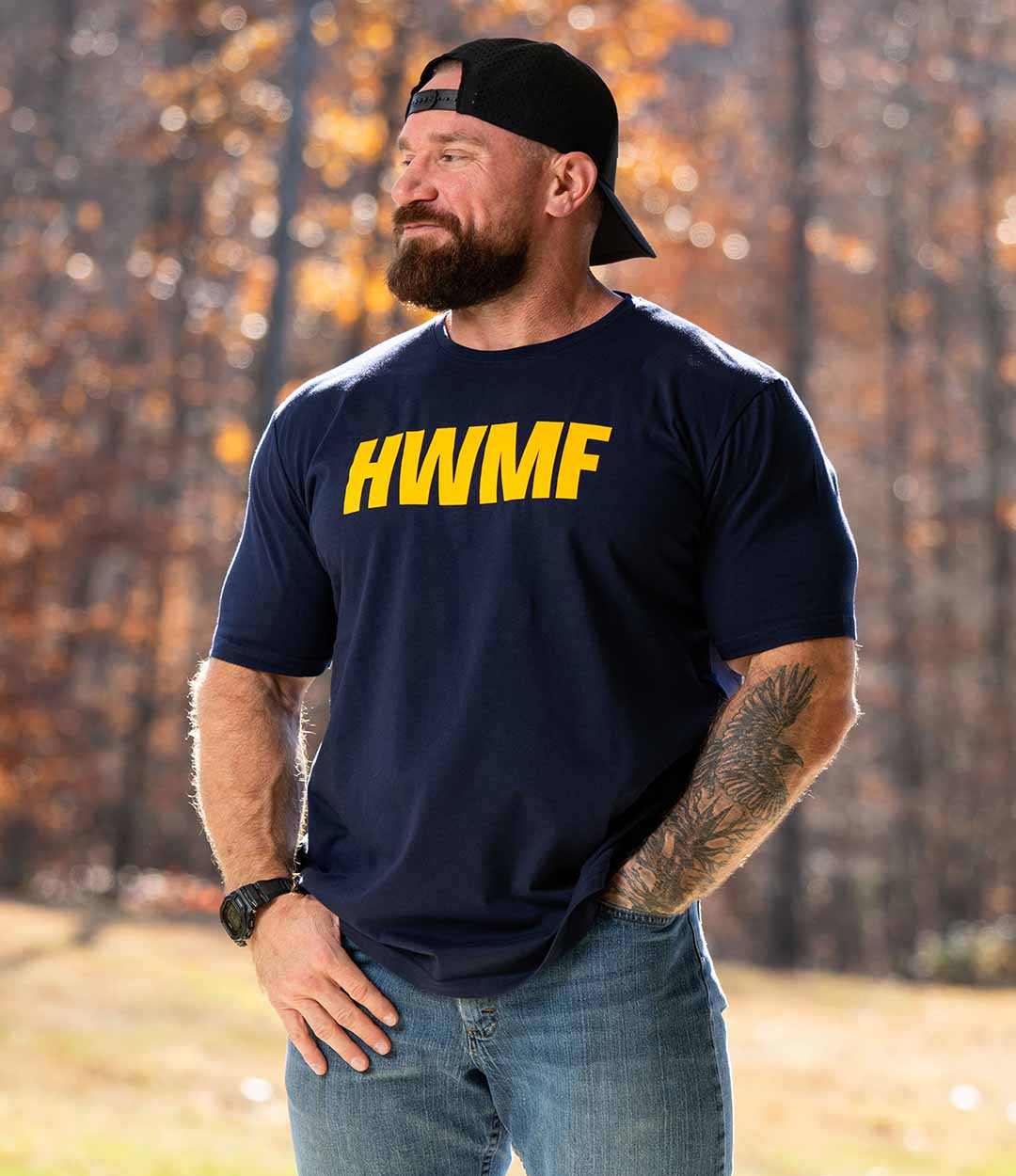 HWMF Navy/Antique Gold Tee