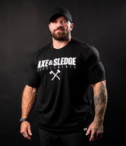Axe & Sledge Logo Tee - White on Black