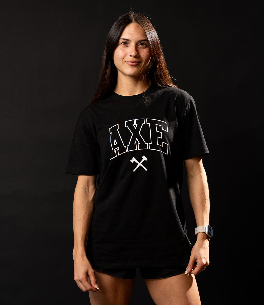 White on Black Collegiate Axe Tee