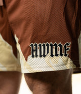 Axe Mountain Top Mesh Shorts - Cream & Brown