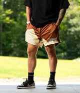 Axe Mountain Top Mesh Shorts - Cream & Brown