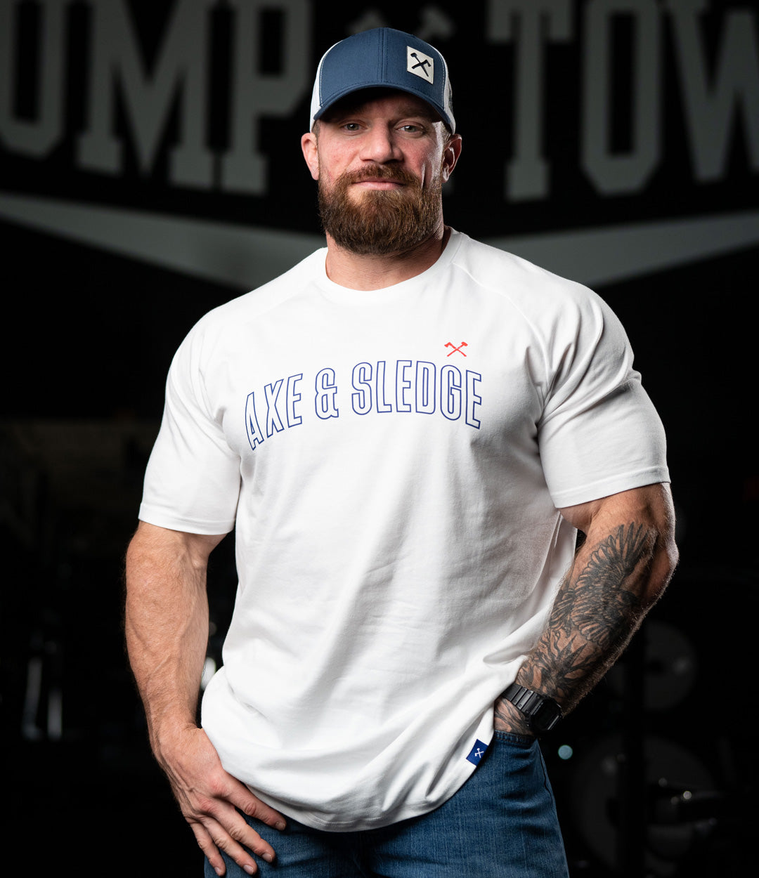 Banner Raglan Tee // White – Axe & Sledge Supplements
