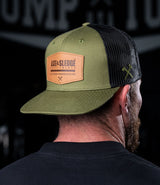 Leather Patch Flat Brim Hat // Olive