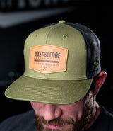 Leather Patch Flat Brim Hat // Olive