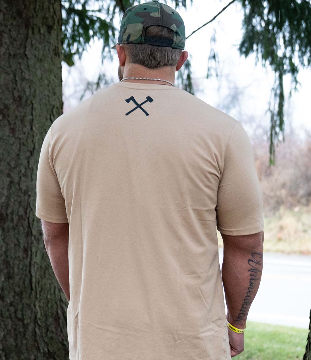 Axe Logo Tee - Black on Khaki