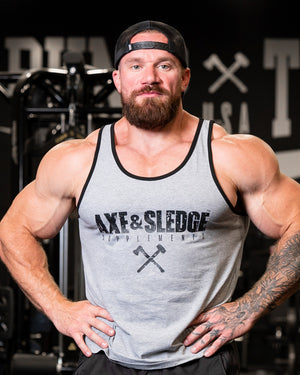 Black on Gray Logo Athletic Tank