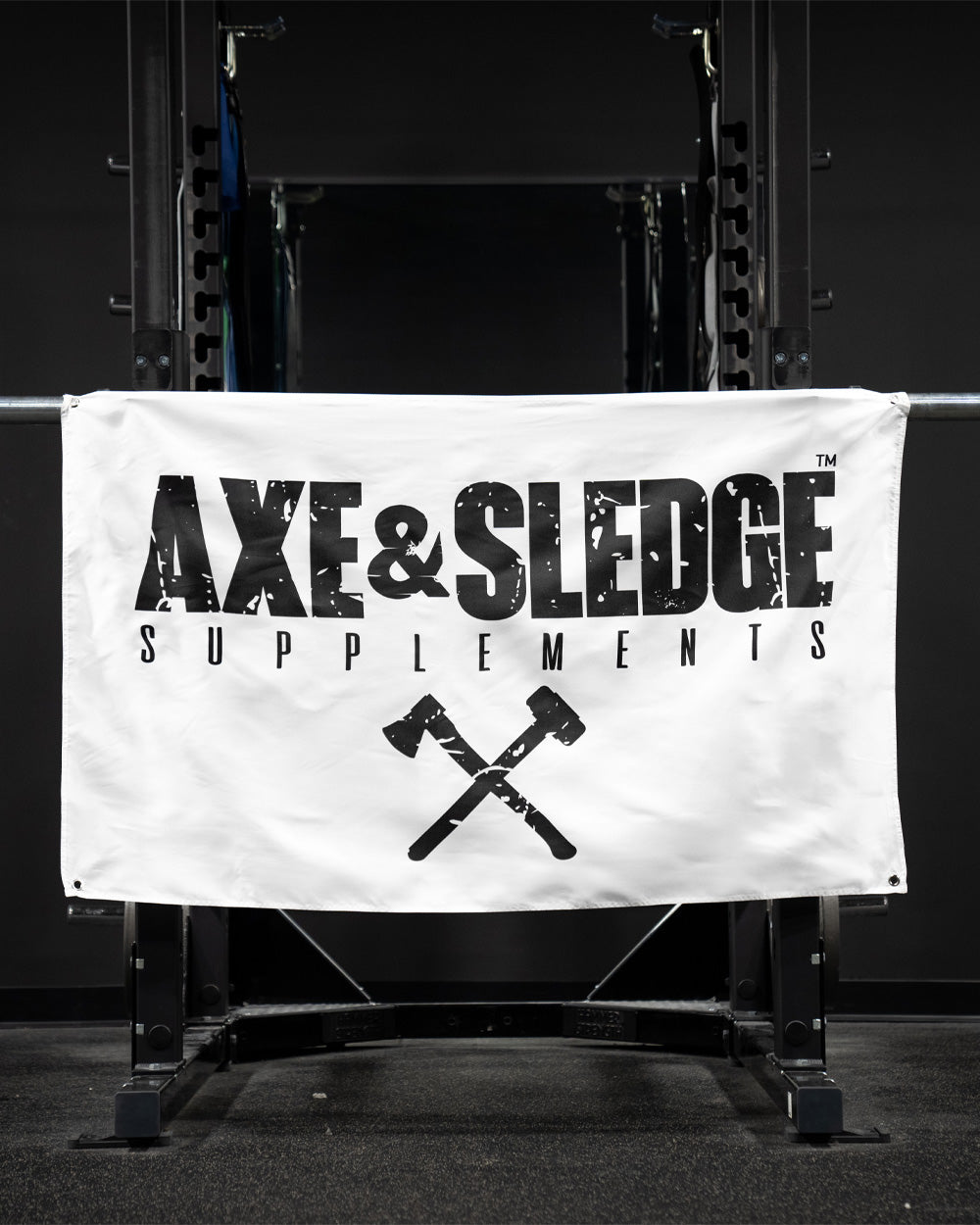 Axe & Sledge Logo Flag - Black on White